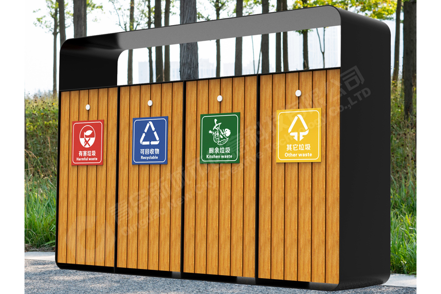 钢木分类垃圾桶,钢制多分类垃圾桶