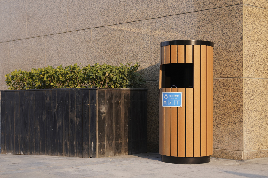 户外垃圾桶,防锈塑木果皮箱,烟灰缸垃圾桶