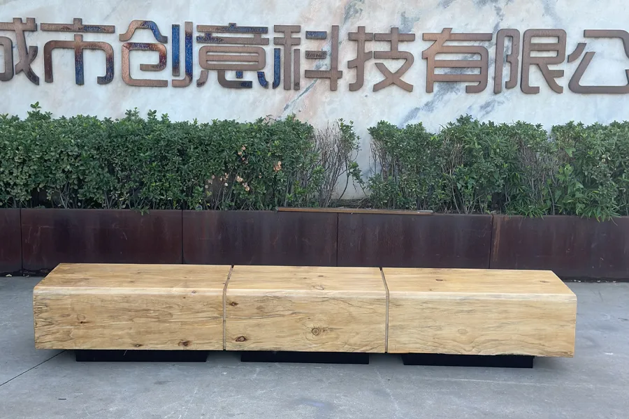 户外休闲长凳,公园坐凳,铁艺休闲凳,景观实木坐凳
