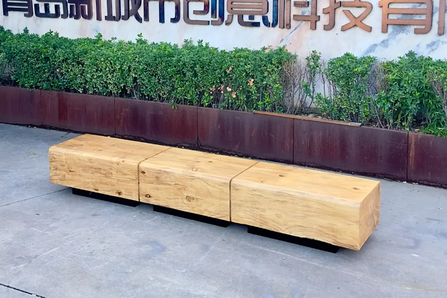 户外休闲长凳,公园坐凳,铁艺休闲凳,景观实木坐凳