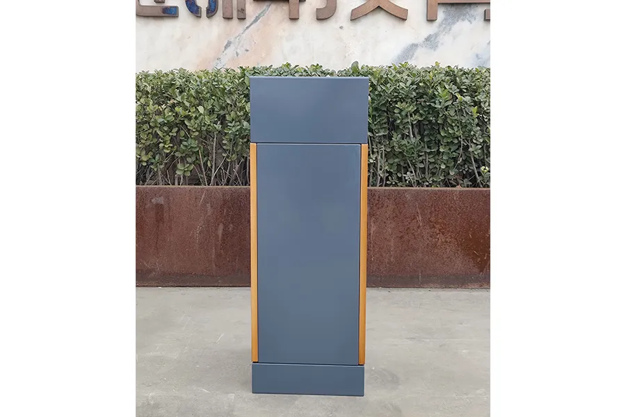 单桶户外垃圾箱,公园垃圾桶,钢木果皮箱,室外铁艺垃圾箱