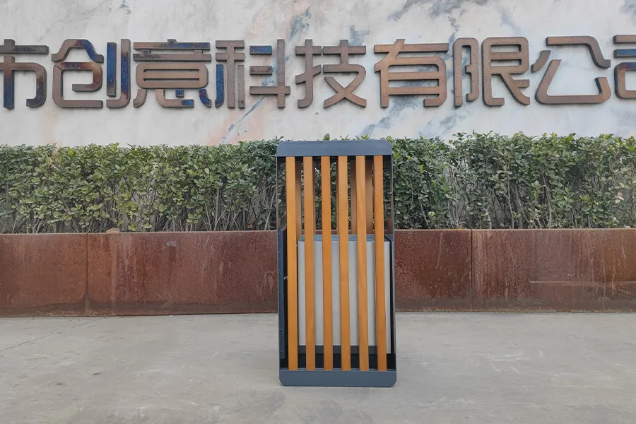 钢木垃圾桶,铁艺垃圾箱,户外垃圾桶,环卫果皮箱
