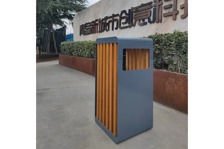 钢木垃圾桶,铁艺垃圾箱,户外垃圾桶,环卫果皮箱