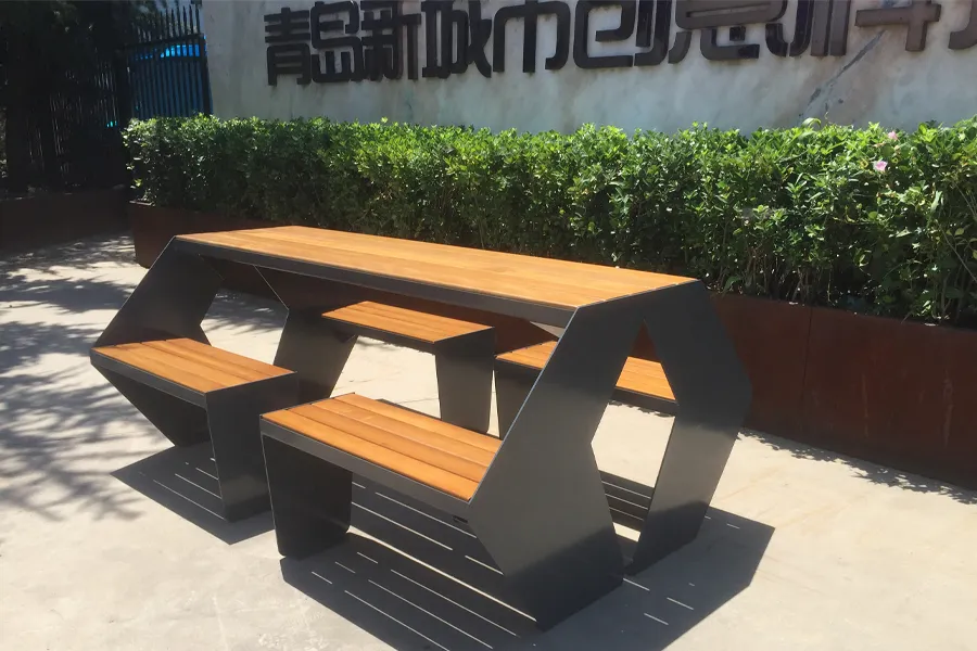 公园组合桌椅,室内外组合桌椅,公园休闲桌椅组合,塑木公园座椅