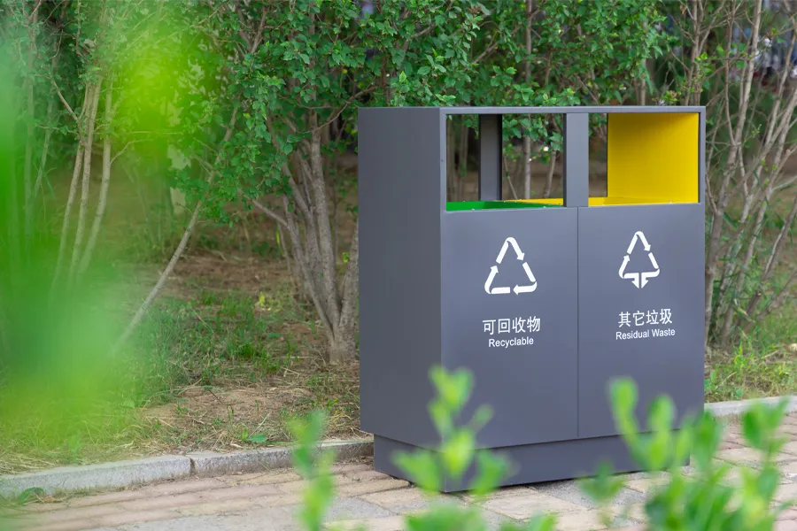 户外分类垃圾桶,环卫双桶垃圾箱,公园果皮箱