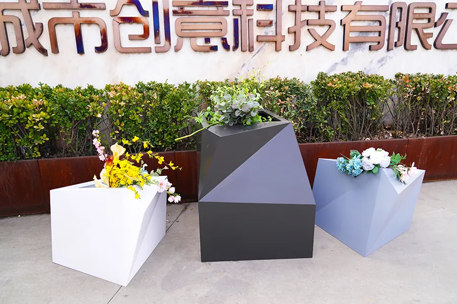 不锈钢花箱,异形组合花钵,多边形花箱,景观花钵,铁艺花箱,户外花箱