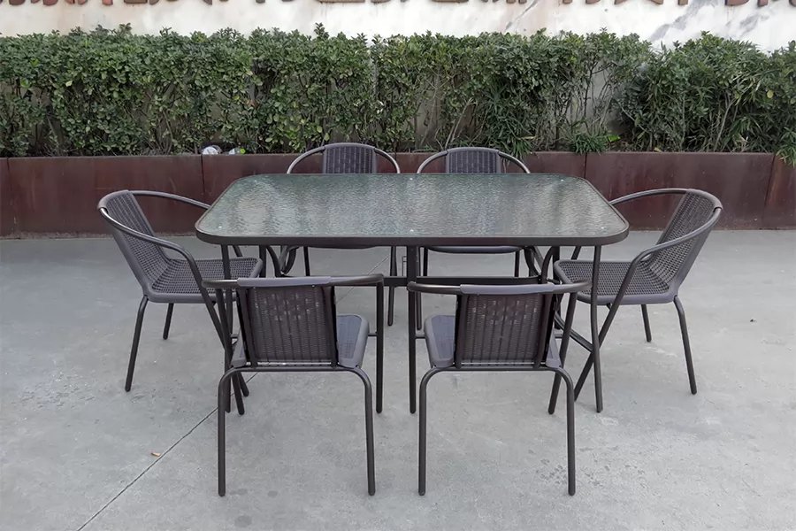 户外庭院桌椅,户外桌椅带伞,室外遮阳伞组合桌椅